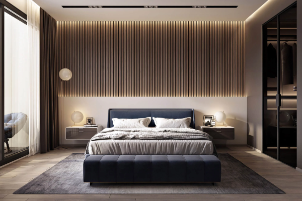 Luxury Hotel Interior featuring Acoustic Slat Wood Panels